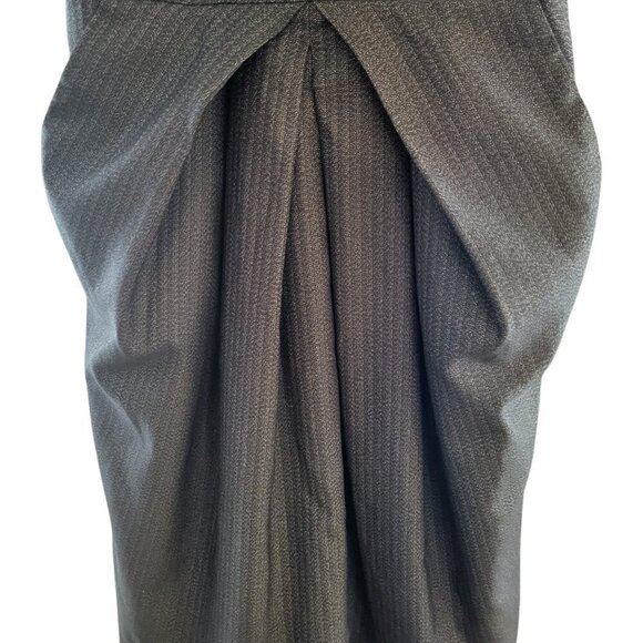 Le Chateau Grey Striped Belted Dress with 3/4 length sleeve and pockets - Picture 5 of 8